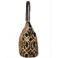 9200 - BROWN & GOLD TRELLIS DESIGN  CANVAS TOTE BAG